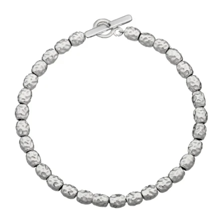Edoardo Mariani Ovo Rock Hammered Silver Bracelet 18 cm