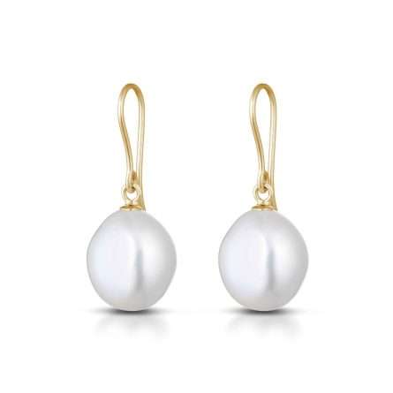Orecchini con perla barocca in oro 18kt Ø 12 mm