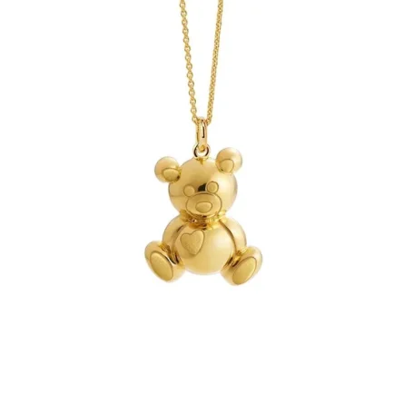 leBebé SNM091 Pregnancy Bola Teddy Bear Necklace in yellow gold-plated silver