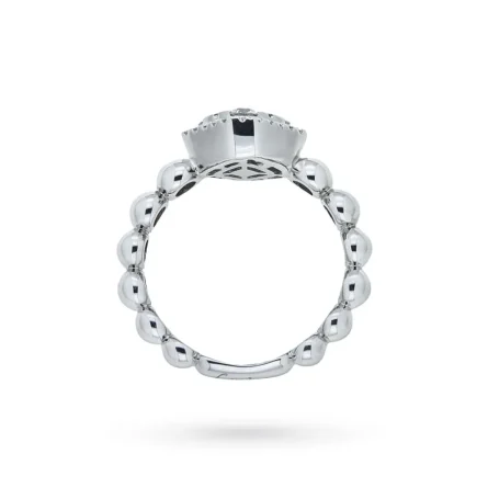 Anello oro bianco 18kt con diamanti 0,59ct gambo a sferette-3