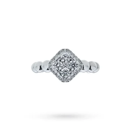 Anello oro bianco 18kt con diamanti 0,59ct gambo a sferette-4