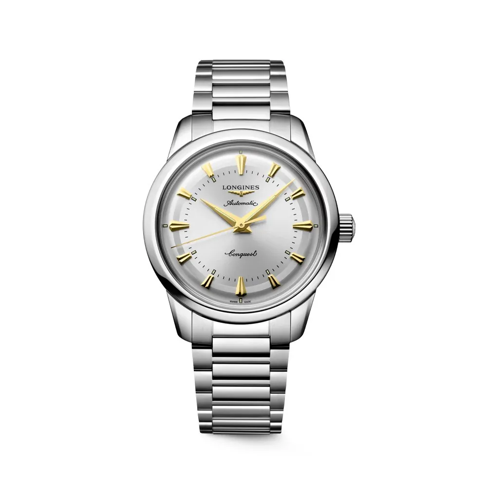 Orologio Longines Conquest Heritage L1.649.4.72.6, automatico, cassa 38 mm in acciaio inossidabile, quadrante argento