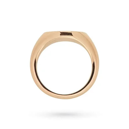 Anello chevalier in oro rosa con lettera M in diamanti neri 2
