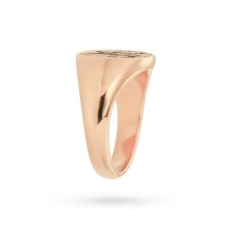 Anello chevalier in oro rosa con lettera M in diamanti neri 3
