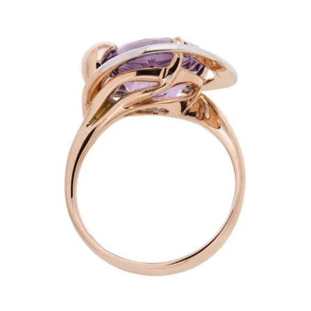 Anello oro rosa ametista 6,00ct diamanti 0,07ct 2