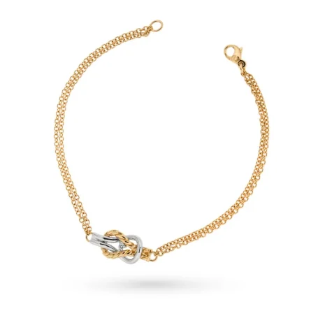 18kt yellow gold flat and brilliant knot bracelet