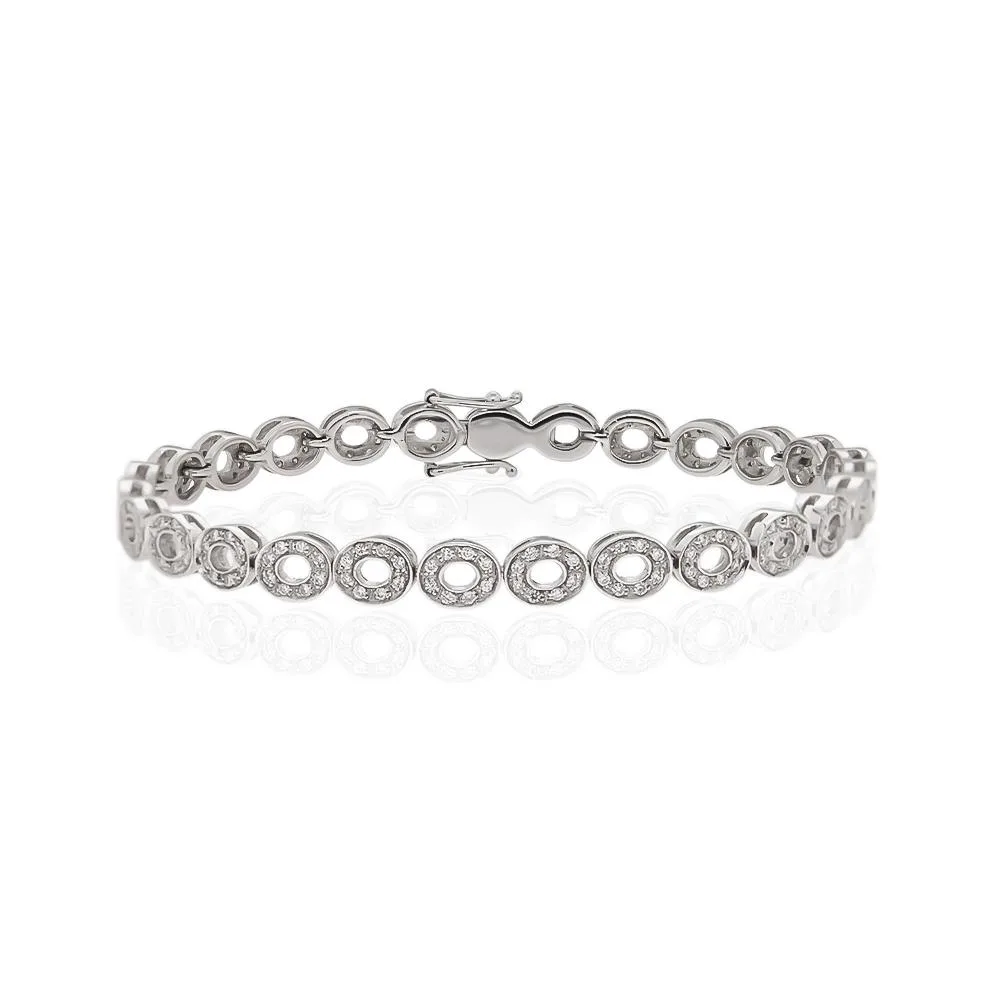 Bracciale tennis ovali oro bianco diamanti 1,10ct G VS