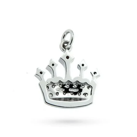 Ciondolo corona di diamanti in oro bianco 18kt 2
