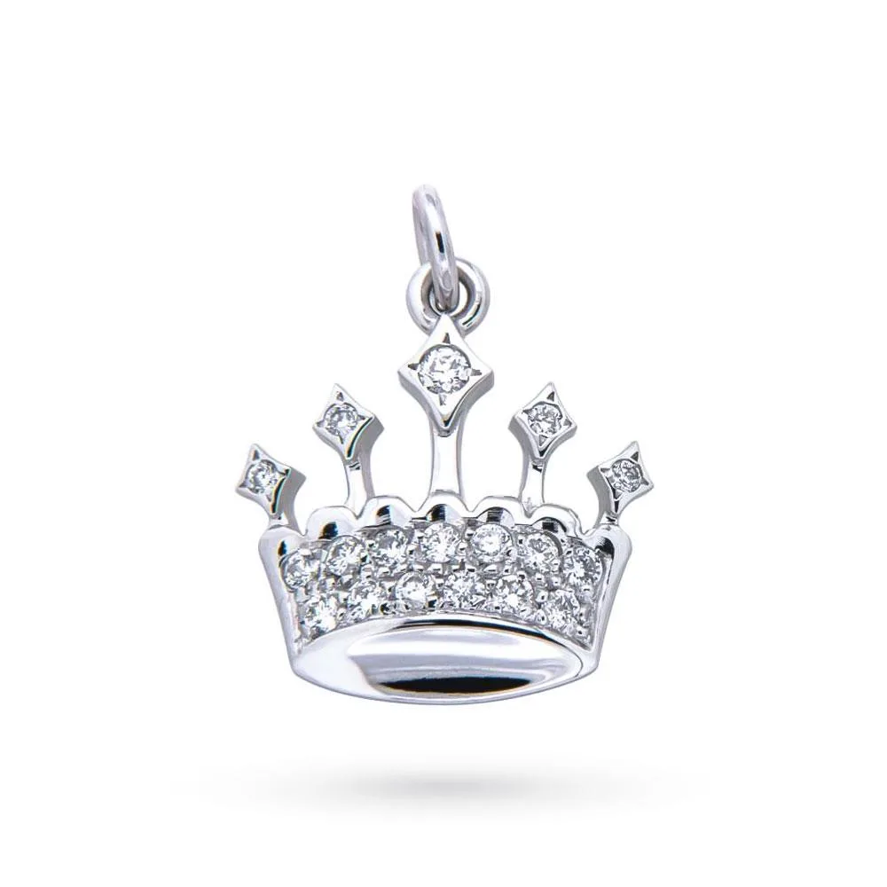 Ciondolo corona di diamanti in oro bianco 18kt