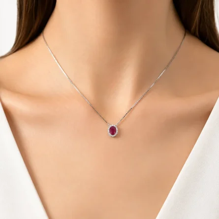 18kt White Gold Choker with Oval Ruby 0.45ct and Diamonds 0.04ct – Mirco Visconti Z803/10R