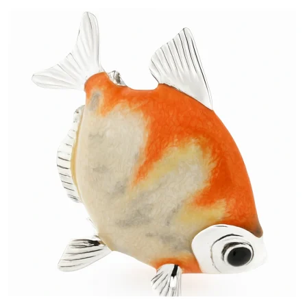 Pesce Rosso in argento 925 Saturno – ref. ST408 | Soprammobili Smaltati in Argento | Cicala Gioiellerie Genova
