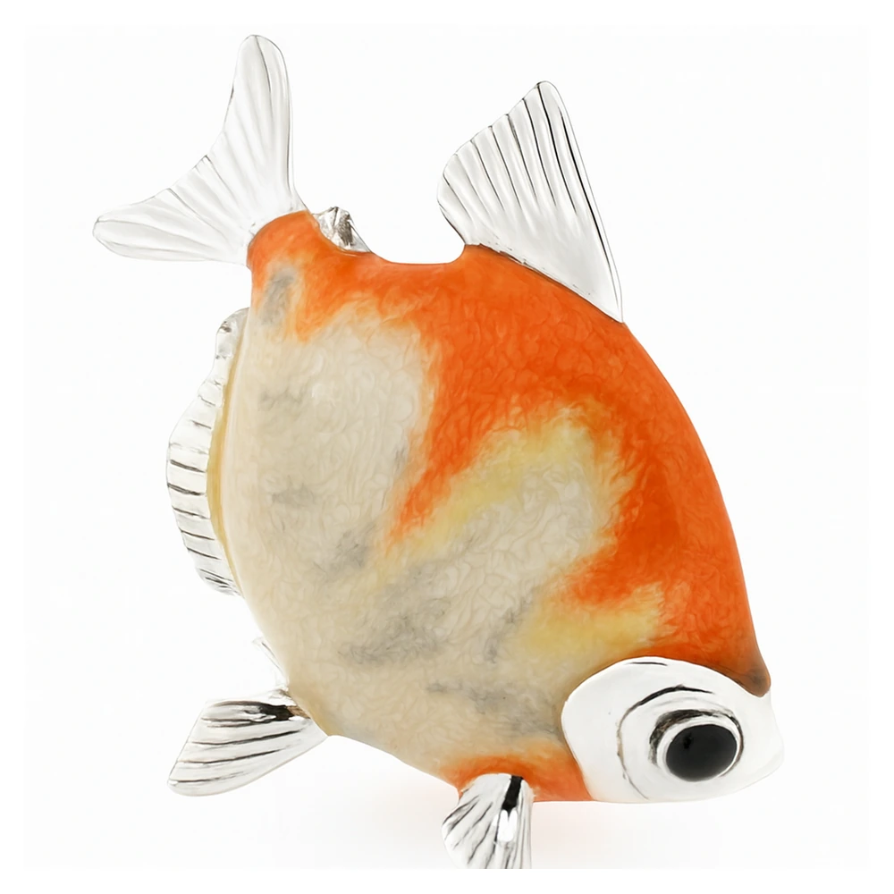 Pesce Rosso in argento 925 Saturno – ref. ST408 | Soprammobili Smaltati in Argento | Cicala Gioiellerie Genova