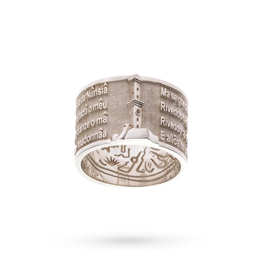 Anello di Genova collezione LYRIC con poesia "Se ghe pensu" | Creazione Cicala | Made in Italy