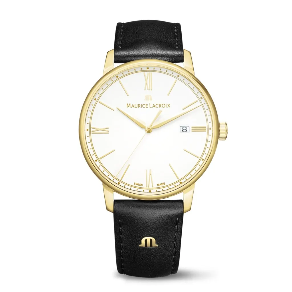 Orologio Maurice Lacroix Eliros Date – 40mm Oro 2N PVD e Pelle Nera – EL1118-PVY01-110-2