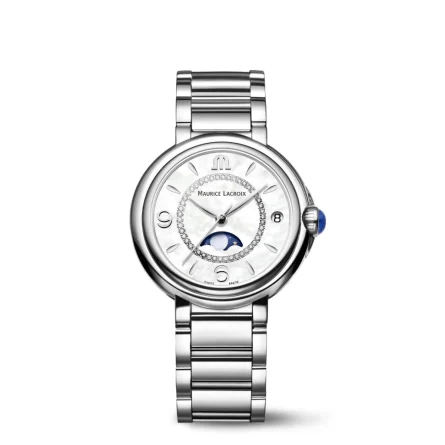 Reloj Maurice Lacroix FIABA – 33 mm Todo Acero Azul con Diamantes – FA1306-SS002-410-1
