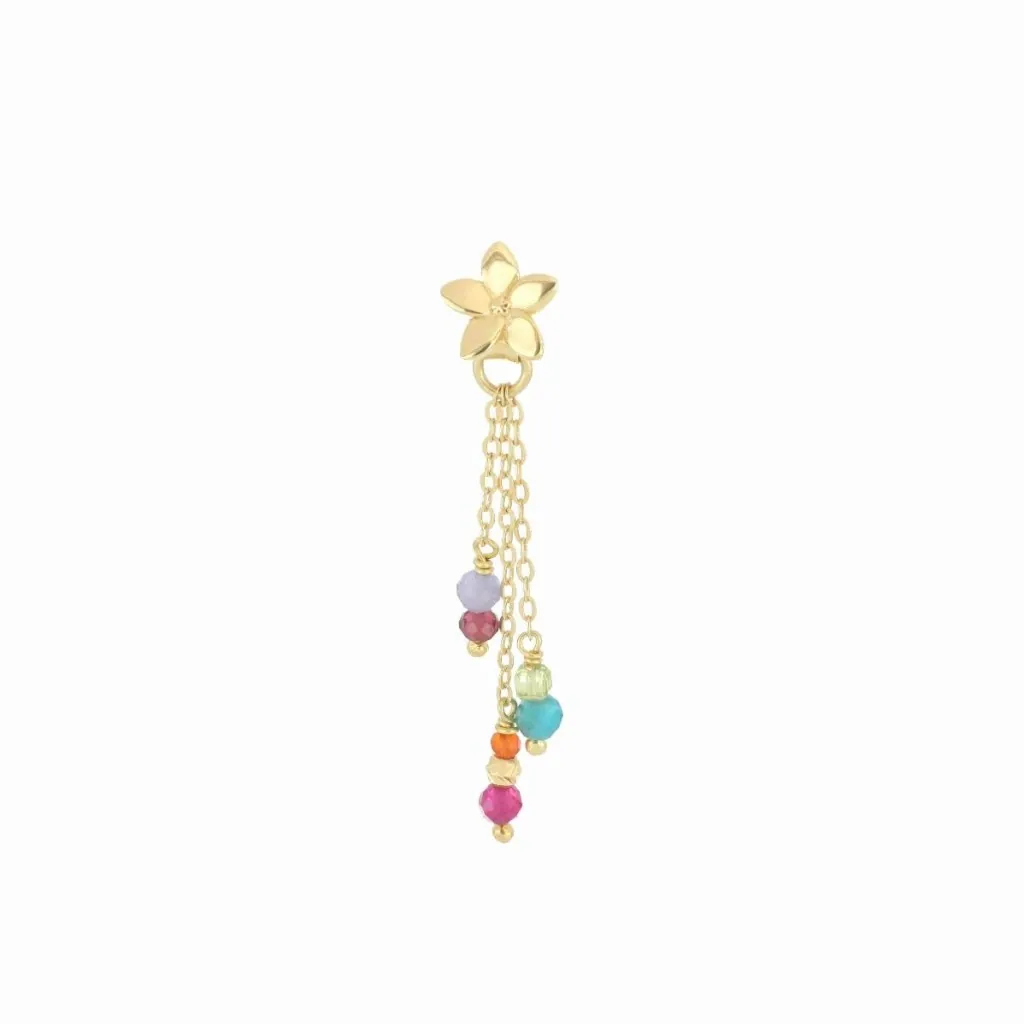 Maman et Sophie Brezza d'Estate single earring with a flower and coloured stones