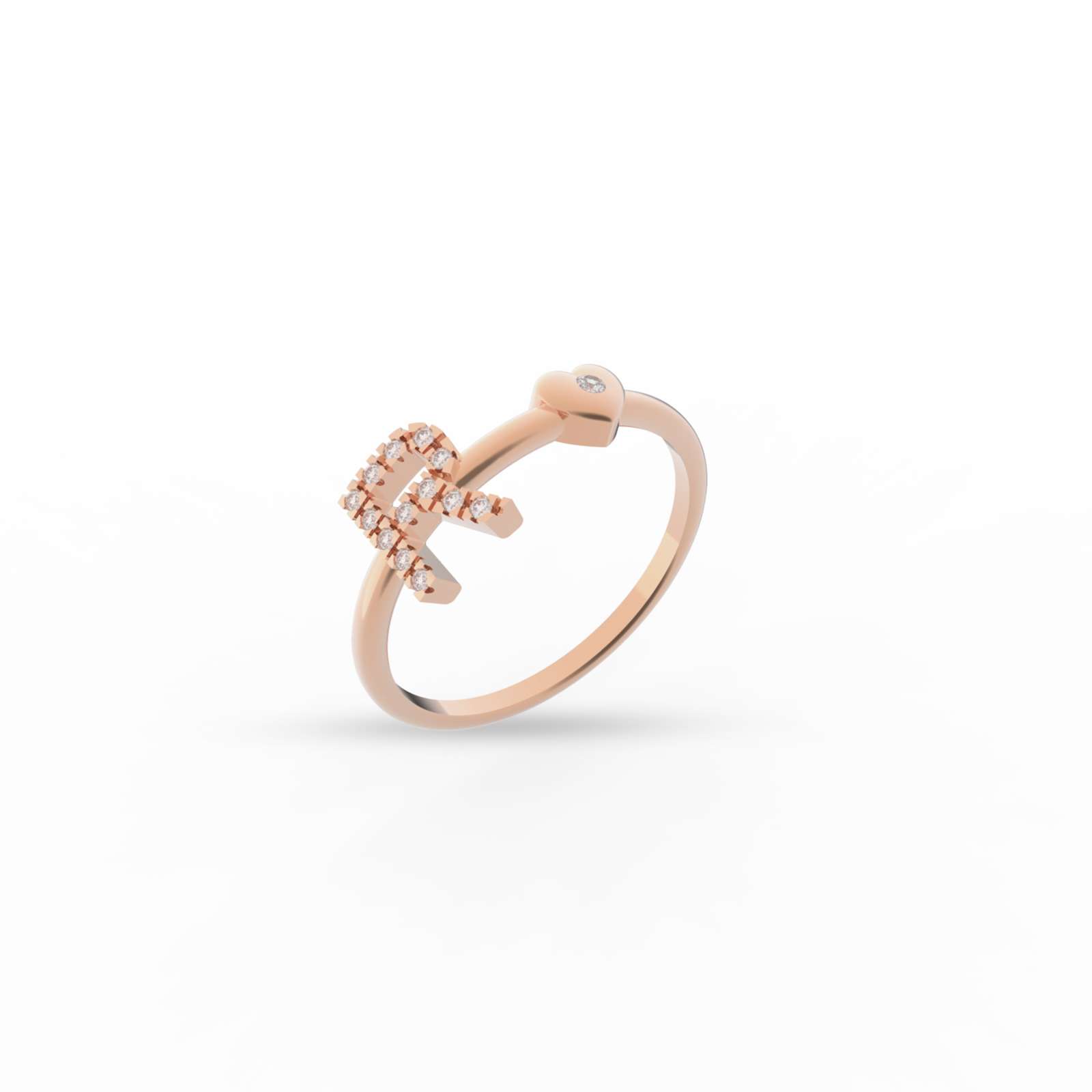 Anello Buonocore You Are oro rosa cuore diamanti bianchi 0,08ct 012A-R-DP