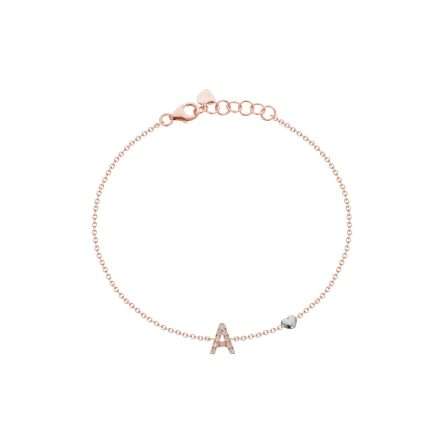 Buonocore You Are 18kt rose gold bracelet letter A white diamonds 0.06ct