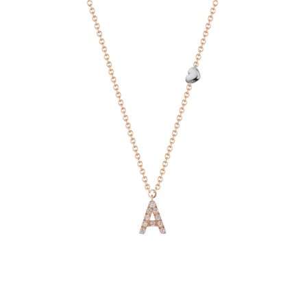 Buonocore You Are 18kt rose gold necklace letter A white diamonds 0.06ct