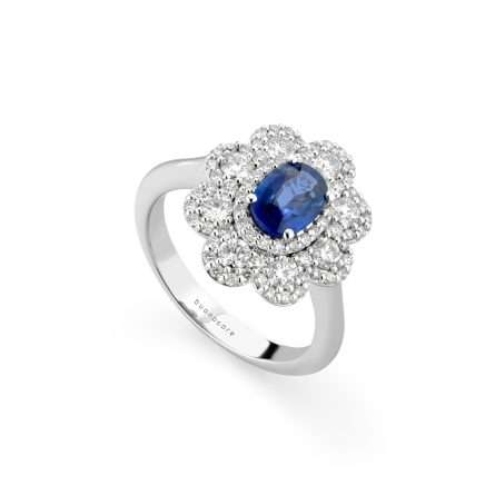 Anello Buonocore Unique oro bianco diamanti bianchi e zaffiri 1,86ct