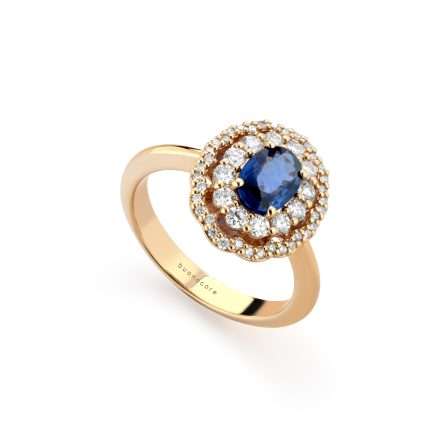 Anillo Buonocore Unique en oro rosa con diamantes blancos y zafiros 1,32ct