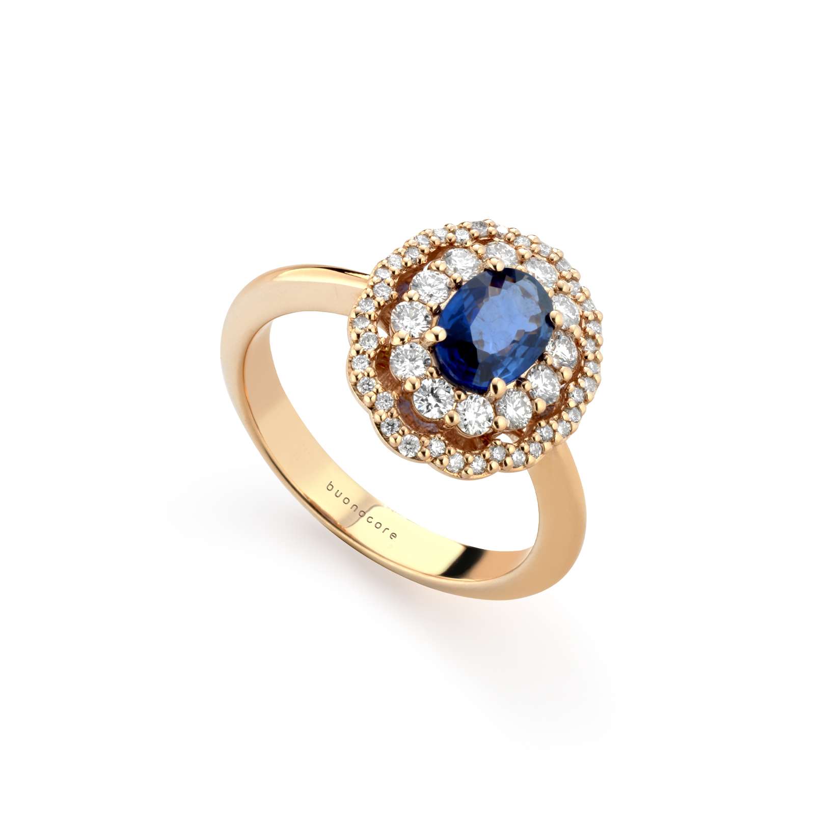Anello Buonocore Unique oro rosa diamanti bianchi e zaffiri 1,32ct