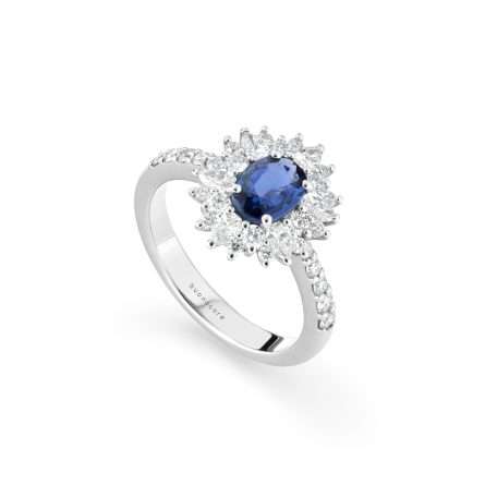 Anello Buonocore Unique oro bianco diamanti bianchi e zaffiri 1,96ct