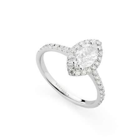 Anillo Buonocore Unique marquesa en oro blanco con diamantes blancos 0,90ct