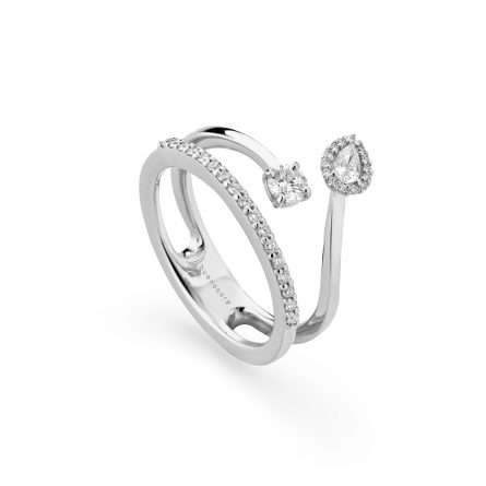 Anello Buonocore Swing oro bianco goccia diamanti bianchi 0,42ct