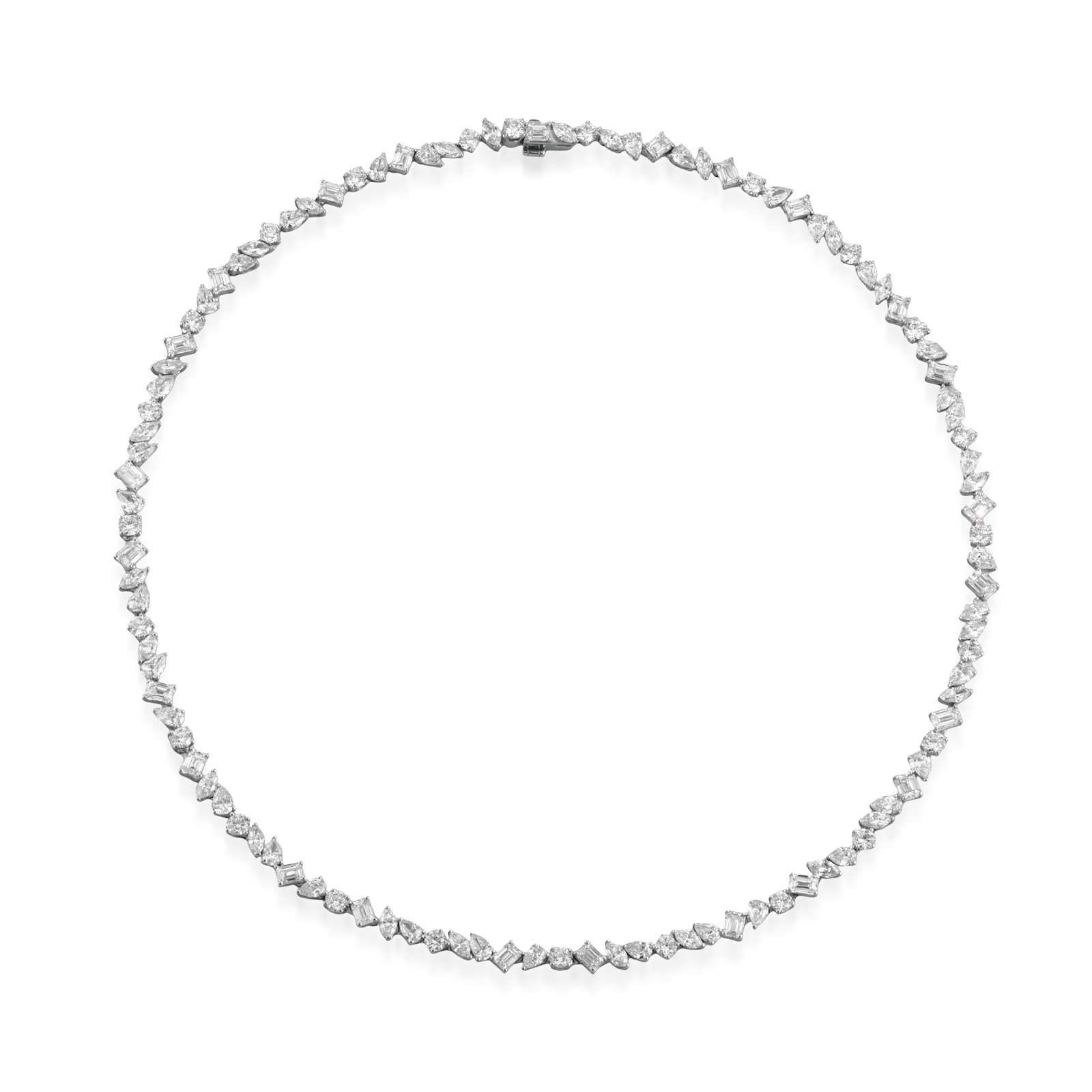 Collana Buonocore Swing oro bianco tennis diamanti bianchi 17,99ct