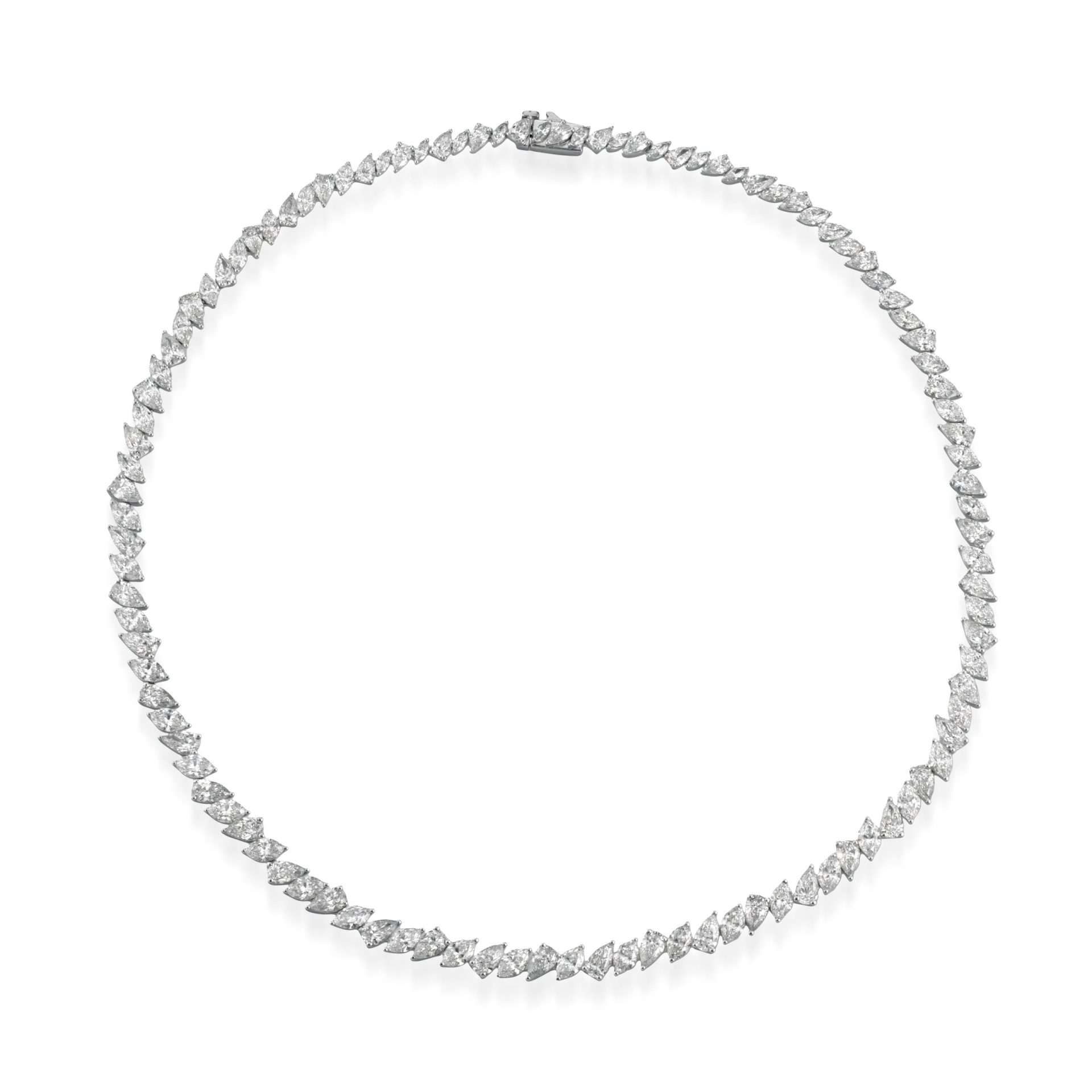 Collana Buonocore Leaf oro bianco tennis diamanti bianchi 24,41ct