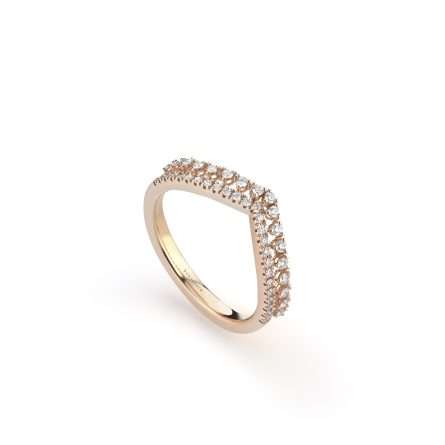 Buonocore Wave 18kt rose gold ring white diamonds 0.28ct