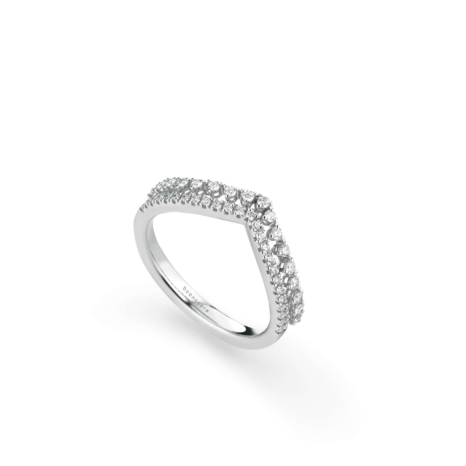 Anello Buonocore Wave oro bianco diamanti bianchi 0,28ct