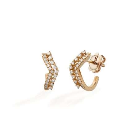 Buonocore Wave 18kt rose gold earrings white diamonds 0.36ct