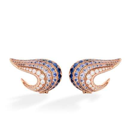 Orecchini Buonocore Wings oro rosa diamanti bianchi e zaffiri 4,54ct