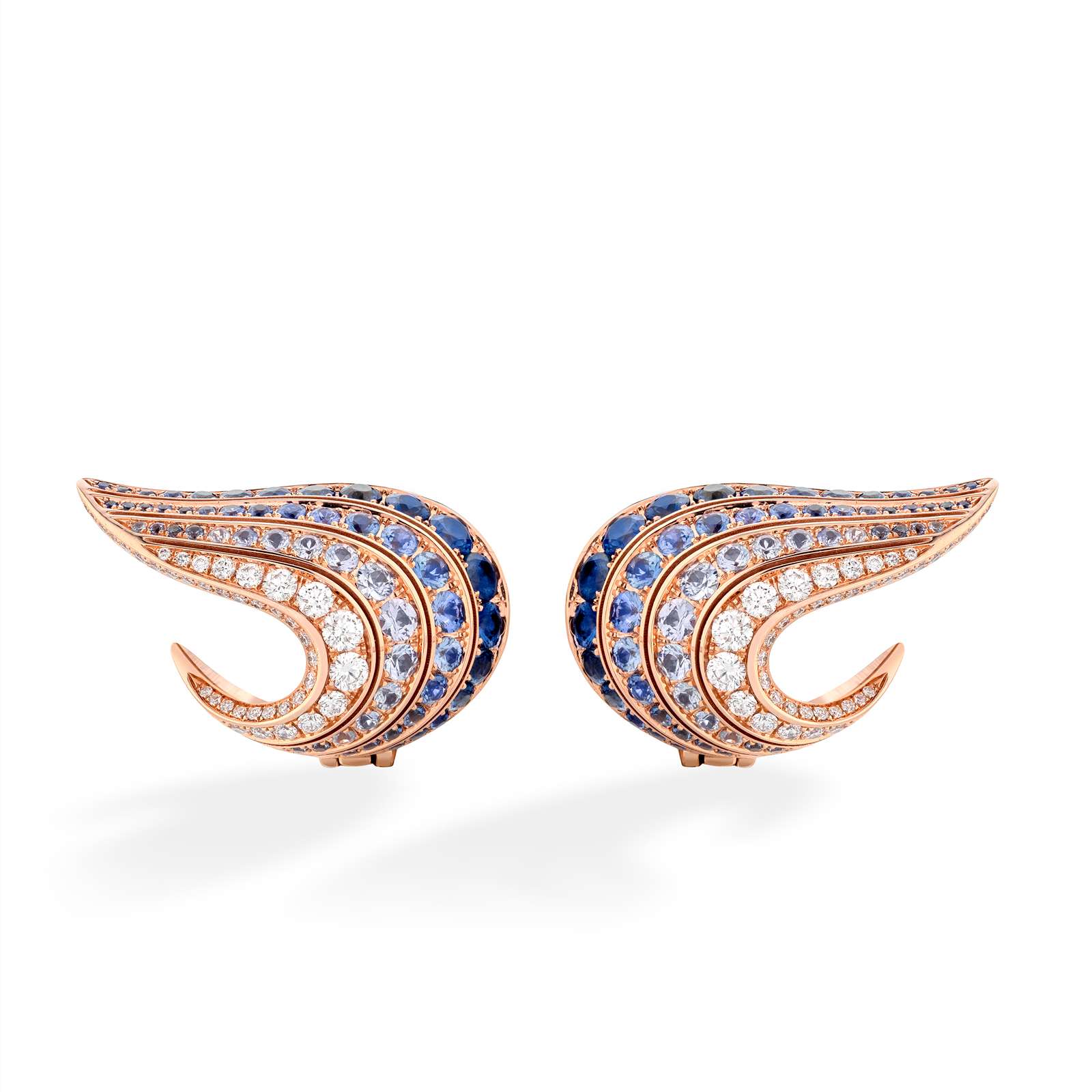 Orecchini Buonocore Wings oro rosa diamanti bianchi e zaffiri 4,54ct