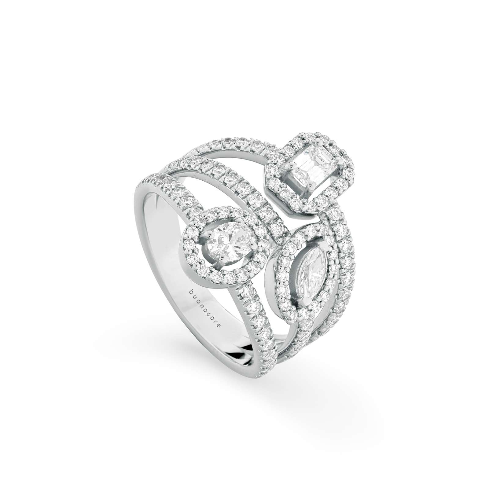 Anello Buonocore Swing oro bianco diamanti bianchi 1,34ct
