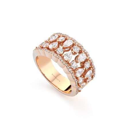 Anillo Buonocore Wave banda en oro rosa con diamantes blancos 2,16ct