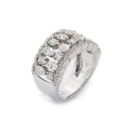 Anillo Buonocore Wave banda en oro blanco con diamantes blancos 2,16ct