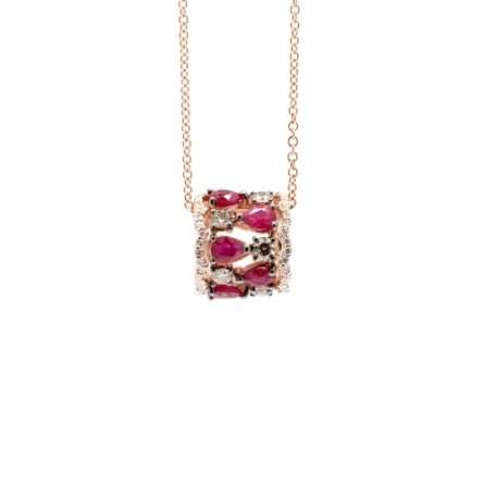 Buonocore Wave 18kt rose gold necklace hoop white diamonds and brown diamonds 1.36ct