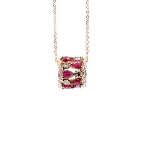 Collana Buonocore Wave oro rosa a cerchio diamanti bianchi e diamanti brown 1,36ct