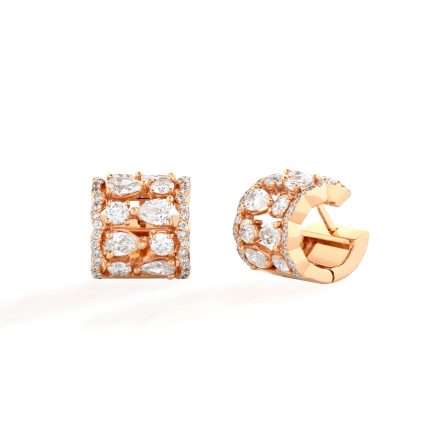 Buonocore Wave 18kt rose gold earrings hoop white diamonds 2.27ct