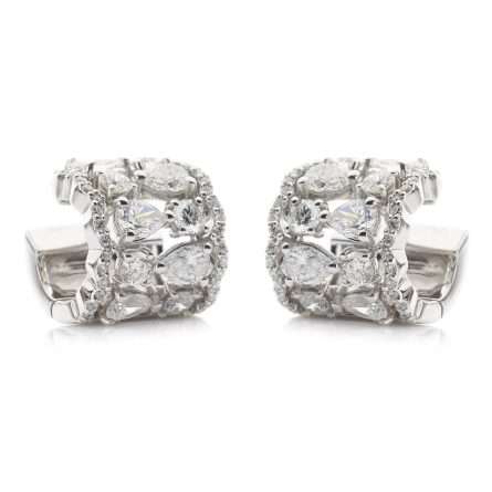 Buonocore Wave 18kt white gold earrings hoop white diamonds 2.27ct