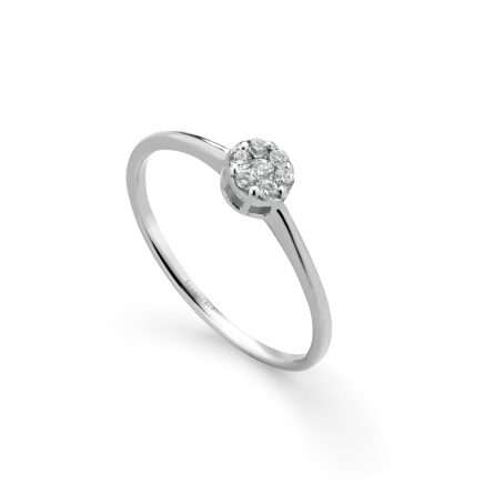 Anello Buonocore Young oro bianco liscio diamanti bianchi 0,12ct