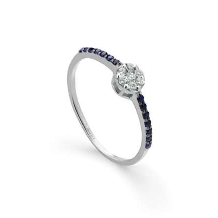 Anello Buonocore Young oro bianco diamanti bianchi e zaffiri 0,25ct