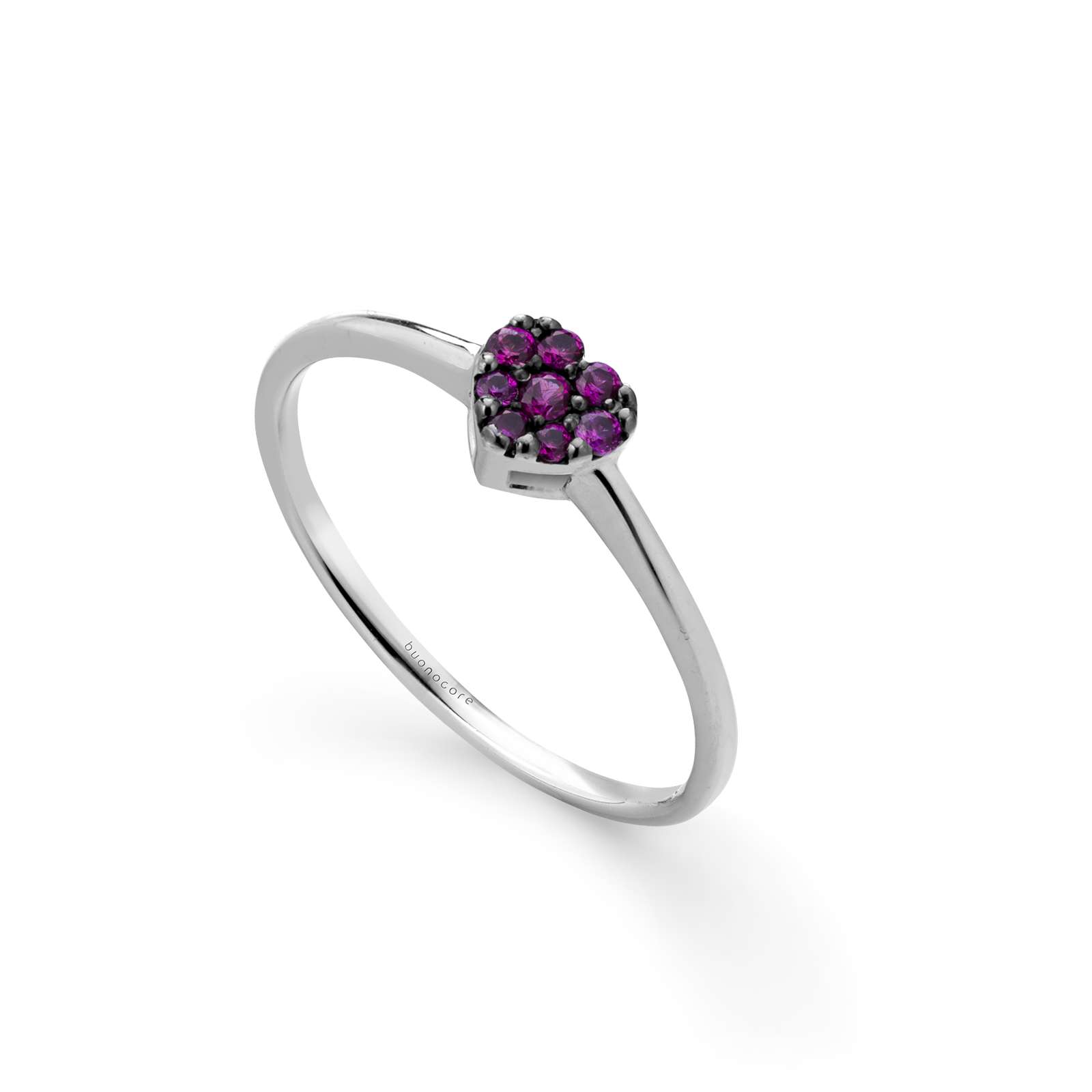 Anello Buonocore Young oro bianco cuore rubini 0,14ct