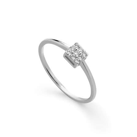 Anello Buonocore Young oro bianco liscio diamanti bianchi 0,08ct
