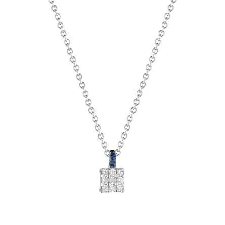 Buonocore Young 18kt white gold necklace white diamonds and sapphires 0.10ct