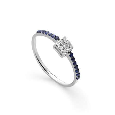 Anello Buonocore Young oro bianco diamanti bianchi e zaffiri 0,22ct