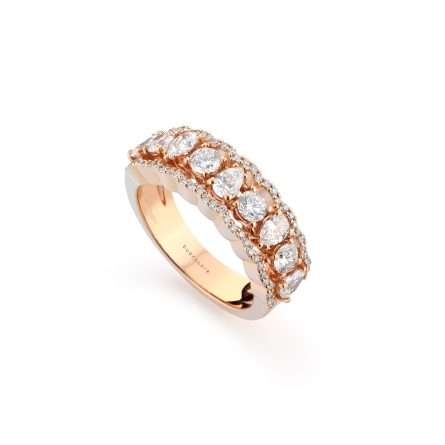 Anillo Buonocore Wave banda en oro rosa con diamantes blancos 1,51ct